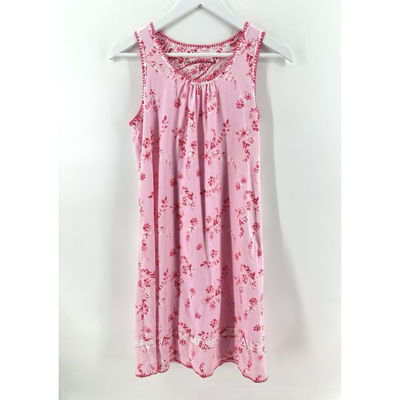 Carole Hochman Pink Floral Pajama Dress Robe Set Size M Loungewear Q1009 - Picture 8 of 16